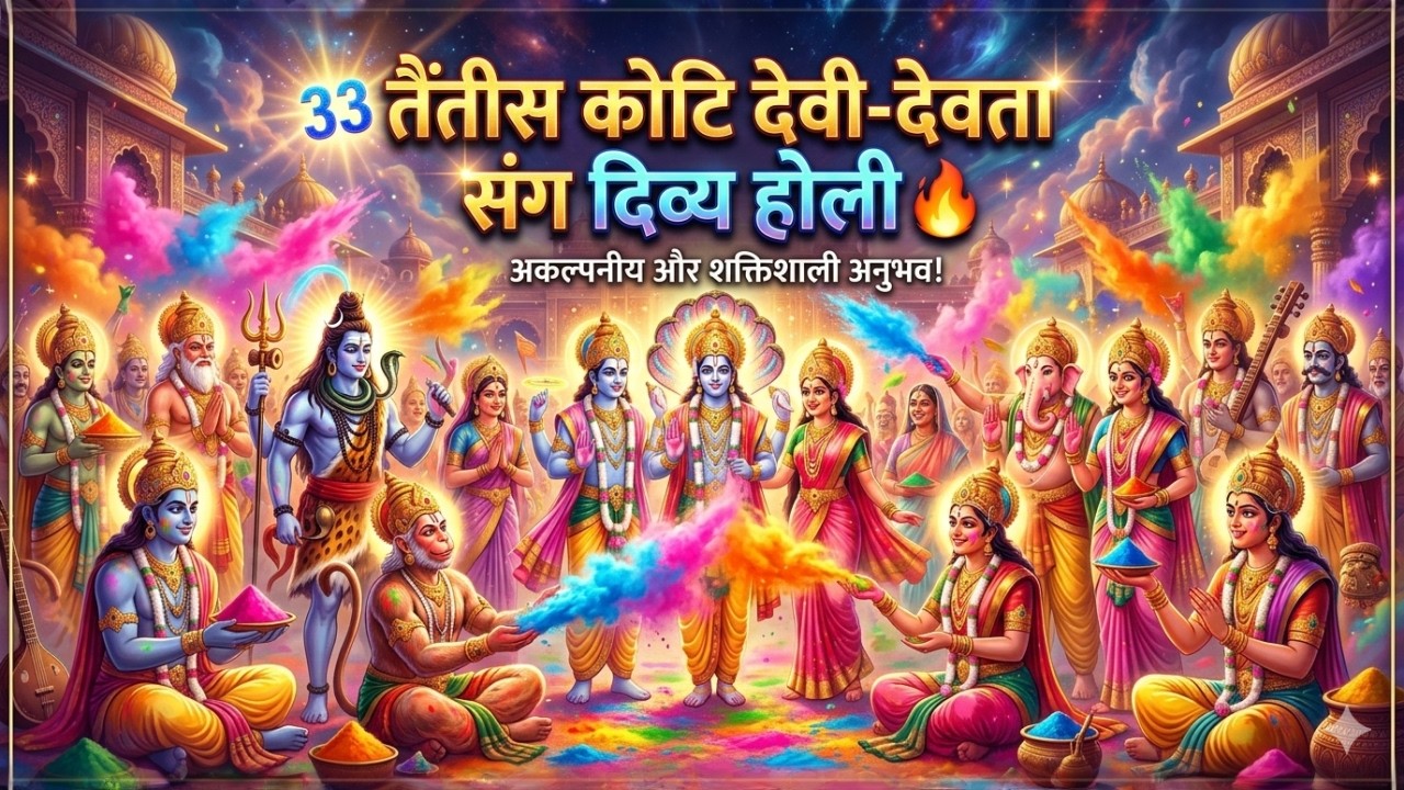 तैंतीस कोटि देवी-देवता संग दिव्य होली 🔥 ऐसी होली आपने कभी नहीं देखी!#bhakti #viral #bhajan