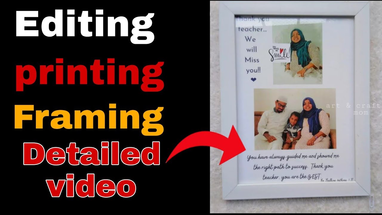Details of photo frame making|Photo frame malayalam|Editing|Printing|Framing|Art and craft by mom|35