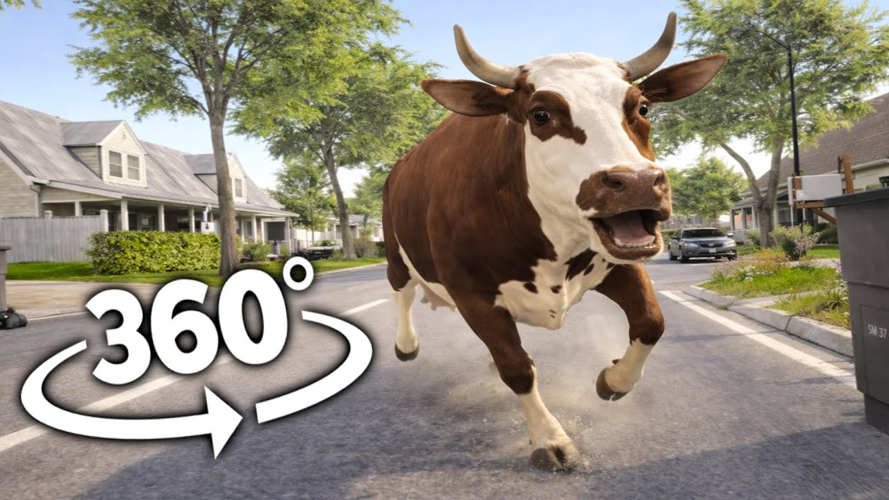 ANGRY COW HUNTS YOU! 360° POV