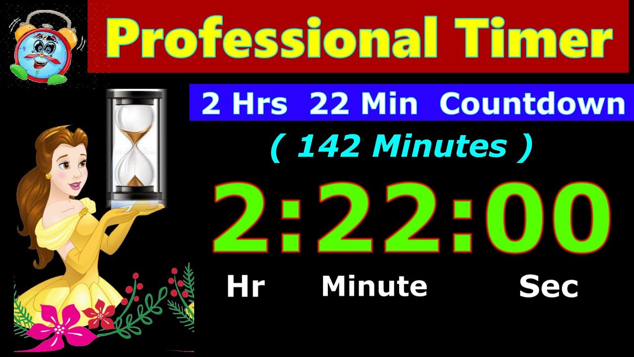 Timer Countdown 142 Minutes [Reverse Time] 2 Hrs 22 Minutes | Digital Clock | Alarm | Stopwatch