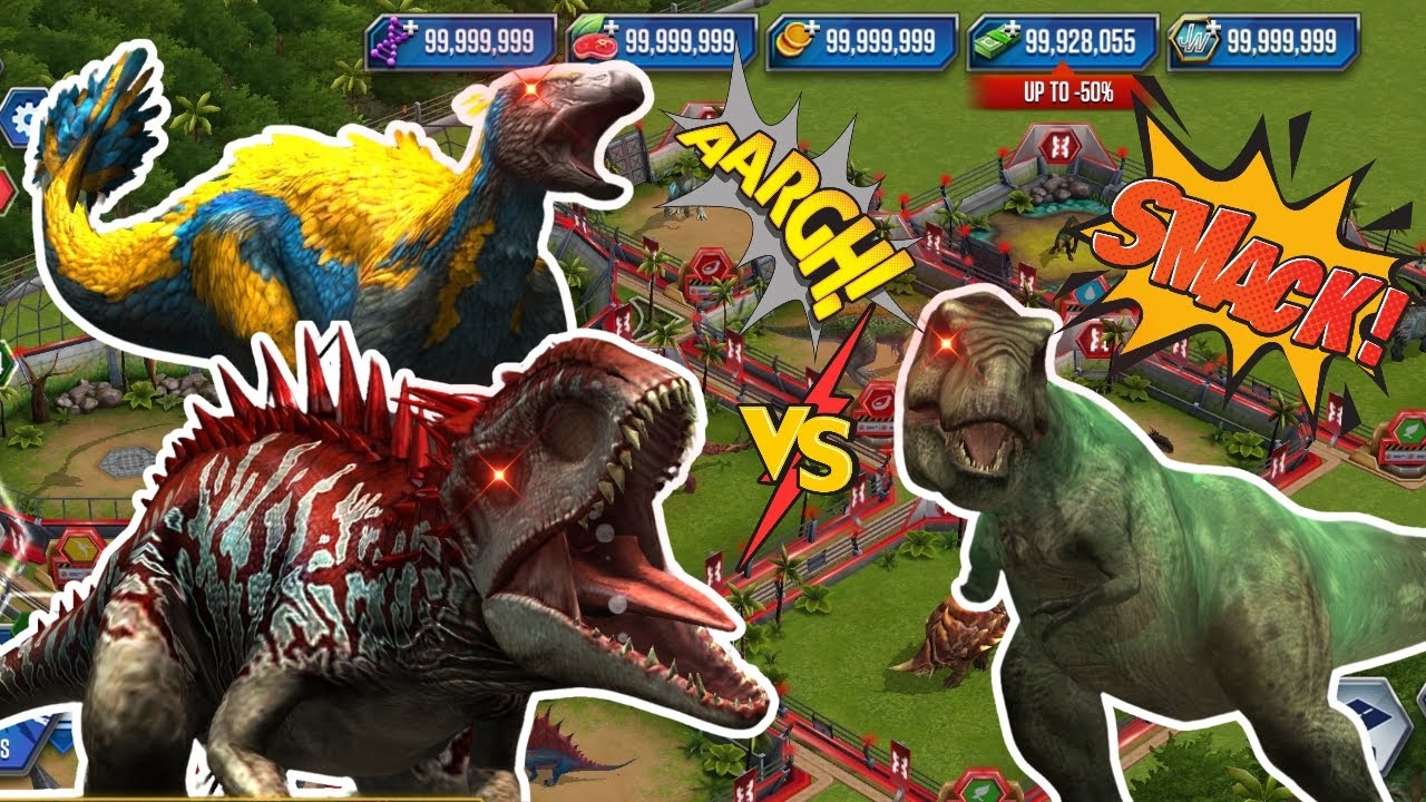 FUKUIMIMUS | BULL | INDOMINUS REX MAX LVL 40 FIGHT JURASSIC WORLD THE GAME MOD V.1.85.4‼️
