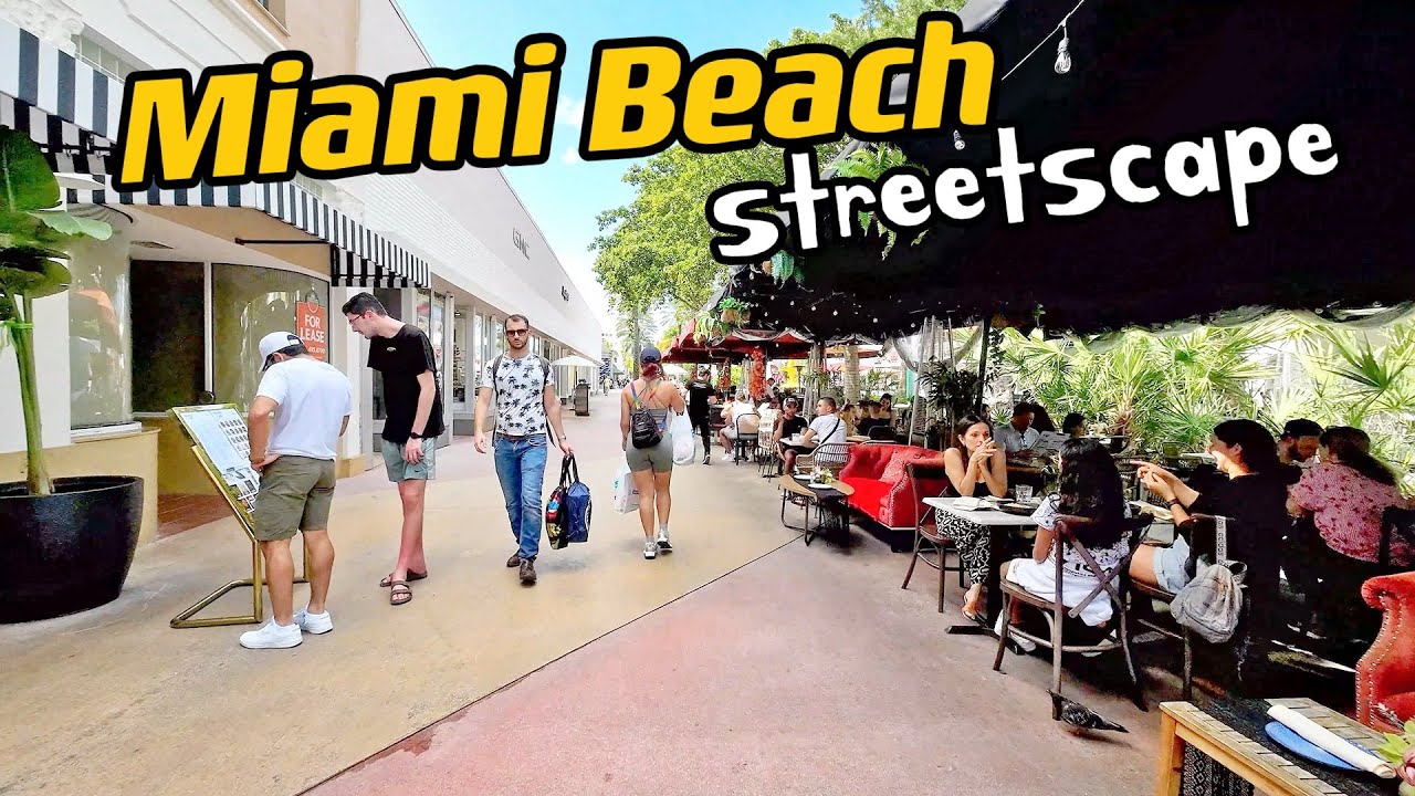 Miami Beach  walking tour, walking on W Washington Ave and Lincoln Road / Miami beach 4K / 2023