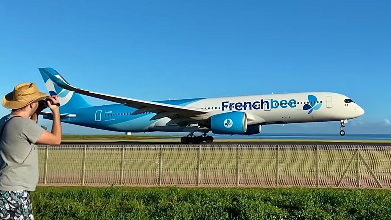 Tahiti PPT Airport 🇵🇫 Plane Spotting -  Papeete Fa'a'ä, VERY CLOSE UP Take off / landing