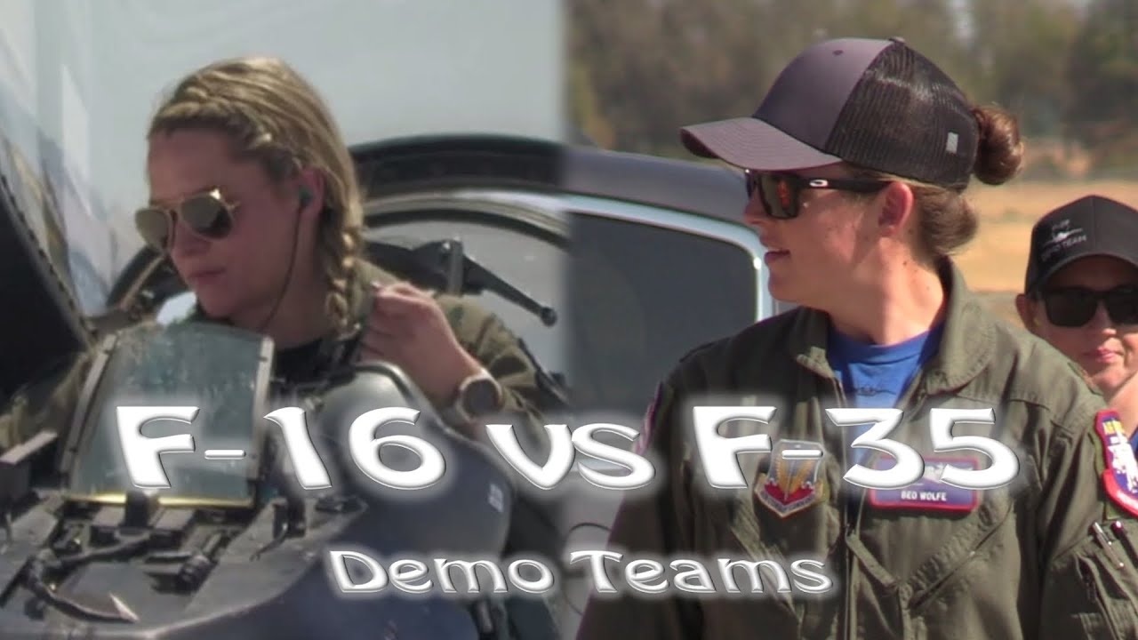 F-16 vs F-35 Demo teams. Female Pilots Major Kristin 