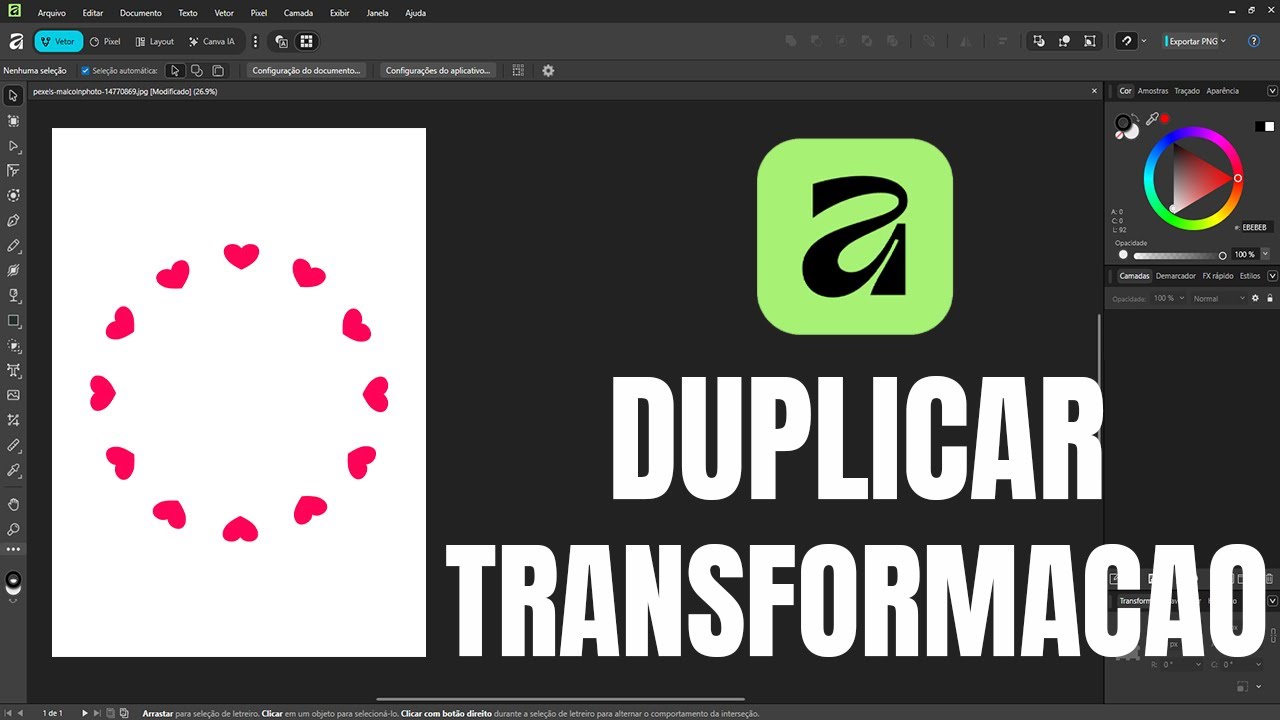 Como usar o Comando Duplicar Objetos com Transformação no Affinity