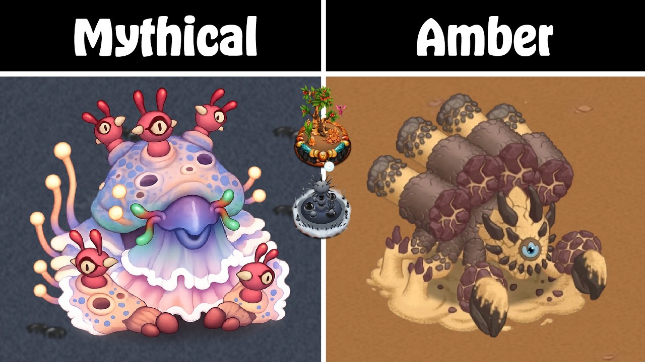 Mythical and Amber Islands (All Sounds and Animations) My Singing Monsters