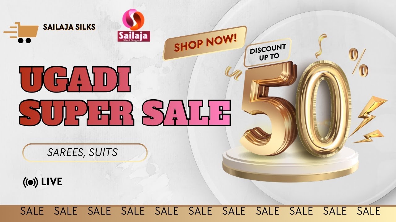 Ugadi #sale Upto 50% OFF Super sale #sarees #kurtis collection @sailajasilks Ph-9849553901