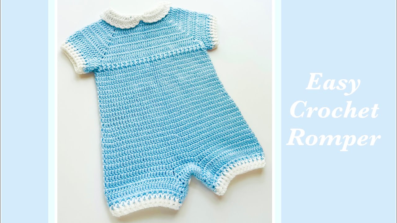 🐳 Easy crochet baby romper with Peter Pan collar VARIOUS SIZES