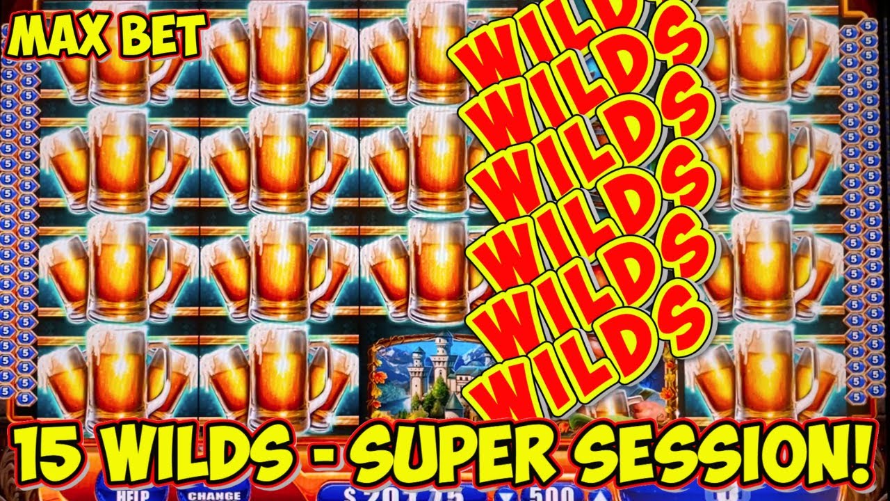ABSOLUTELY INSANE 15 WILDS HUGE WIN on Bier Haus Slot Machine! 💥   WMS Classic MAX BET Live Play