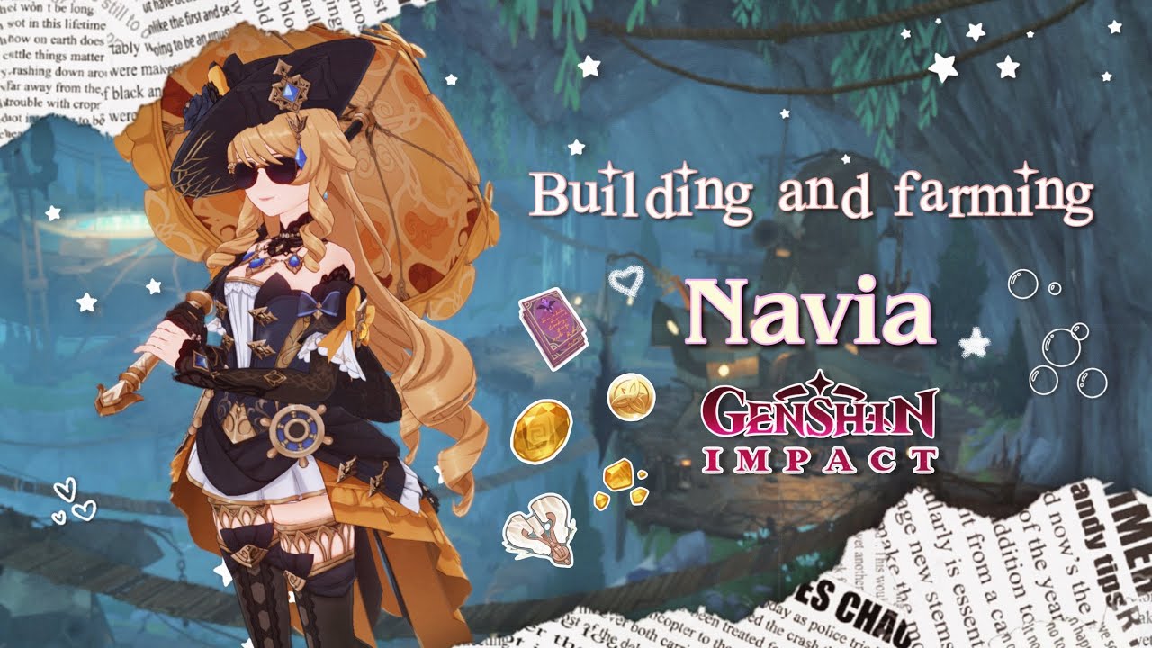 ♡‧₊˚ farming and building navia (day 1) | genshin cozy gameplay + voiceover ☽✩*ೃ