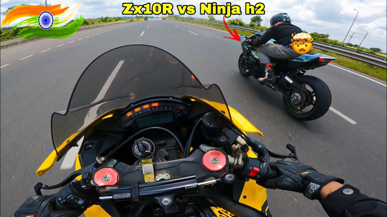 Independence Day Ride pe hua Ninja h2 k sath Drag 🤯 ZX10R VS NINJA H2 😈