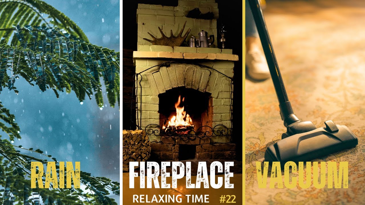 RAIN, FIREPLACE, VACUUM SOUND 2023 | Relaxing Time | Sleep, Study, Meditation