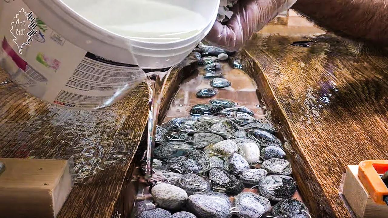 Wall Hanging Epoxy Hourglass, with locally picked stones – Resin Art