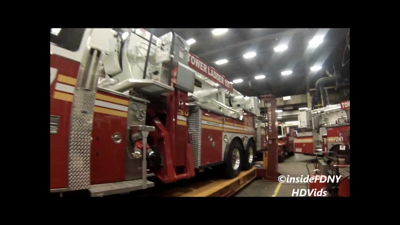 FDNY HD - Tour of the Repair Shops + New 2013 Tower Ladder Closeup