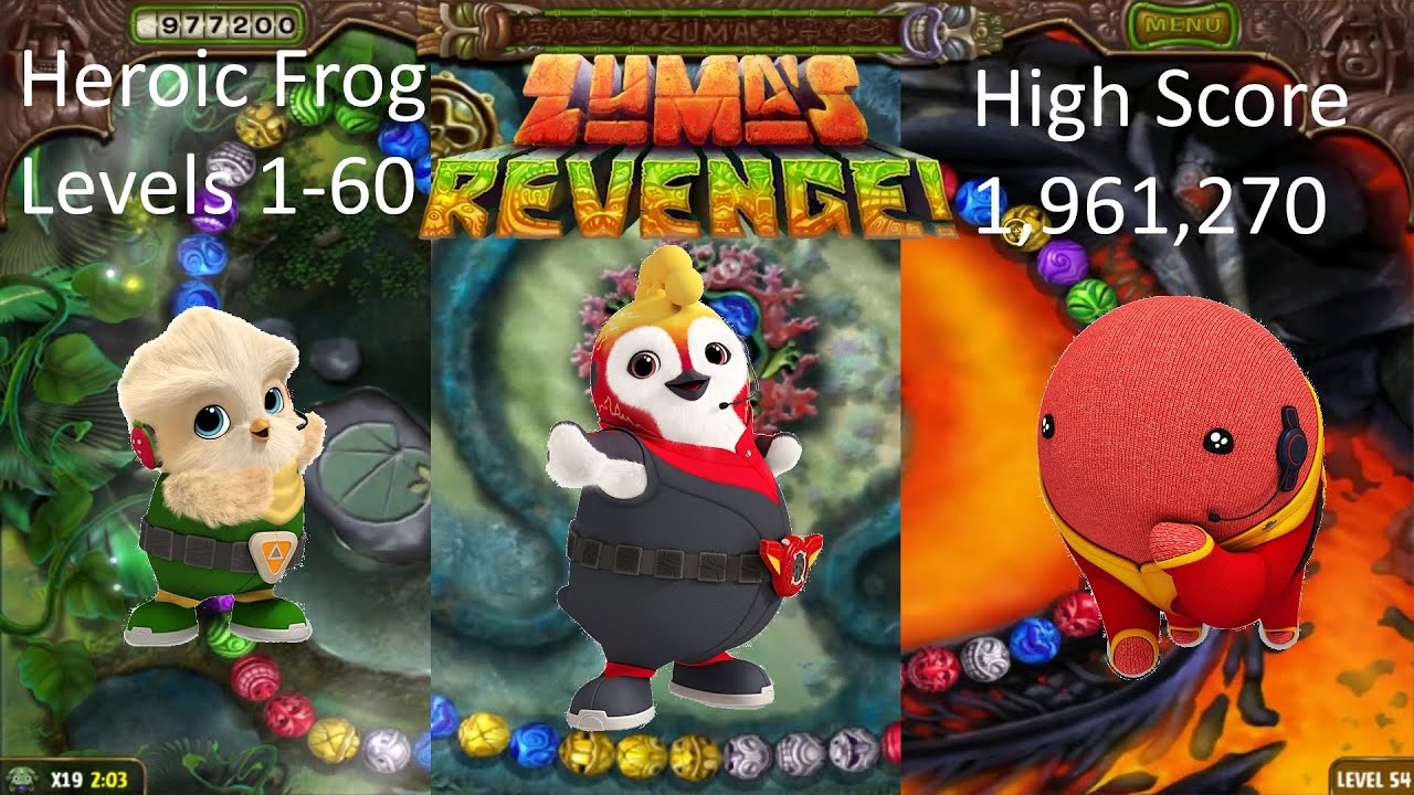 Zuma's Revenge HD 1.6 Port To Zuma's Revenge All Heroic Frog Levels 1-60 High Score 1,961,270