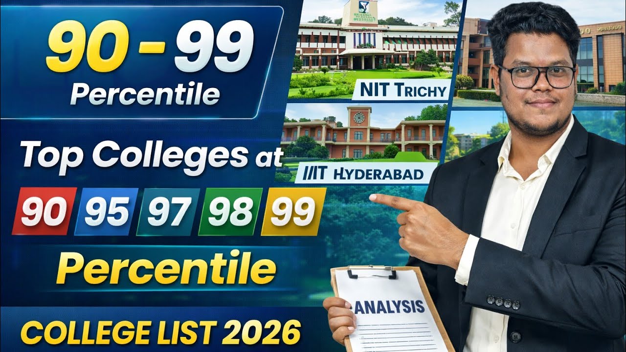 JEE Main 2026 Top Colleges at 90, 95, 97, 98, 99 Percentile | Marks vs Rank Analysis| #jee2026 #jee 