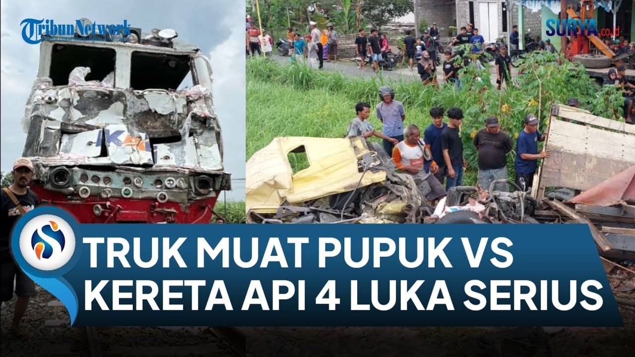 BREAKING NEWS! Truk Bermuatan Pupuk Tertabrak Kereta Api di Kediri, 4 Orang Luka Serius