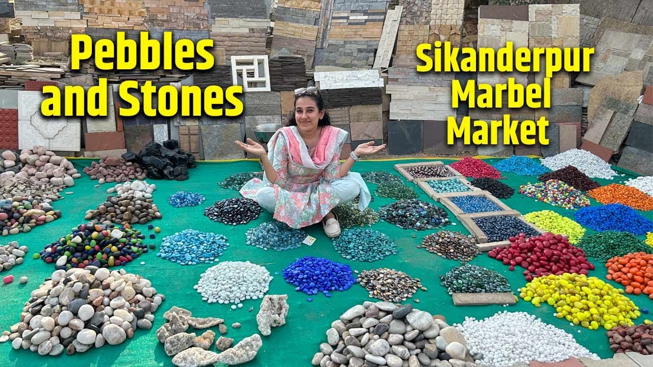 Cheapest Pebbles and Stones at Sikanderpur Marbel Market | सस्ते सजावटी पत्थर