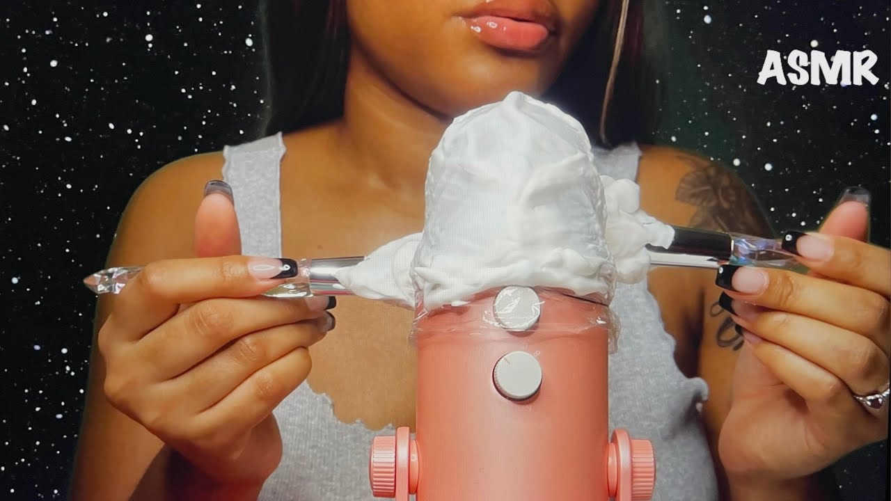 ASMR | Shaving Cream On Mic 💭 Brain Melting Sounds 🧠