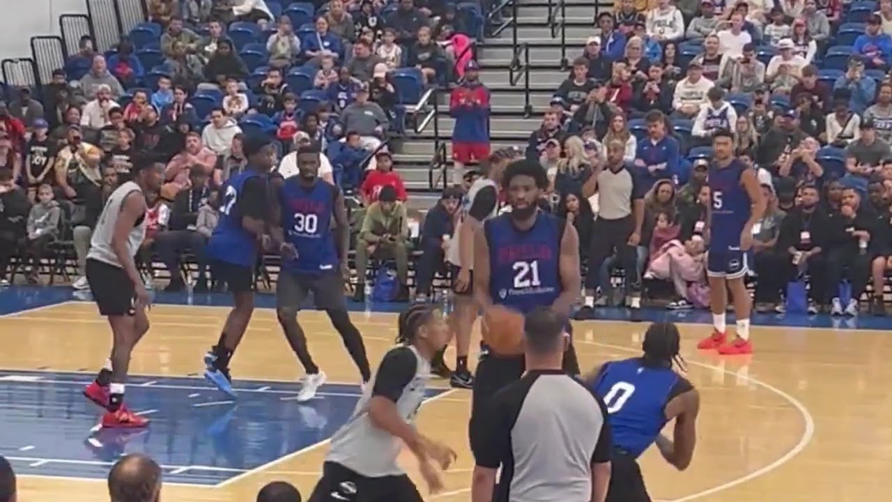 Sixers' Blue X White Scrimmage, Joel Embiid played in public live action for the 1st time since Feb