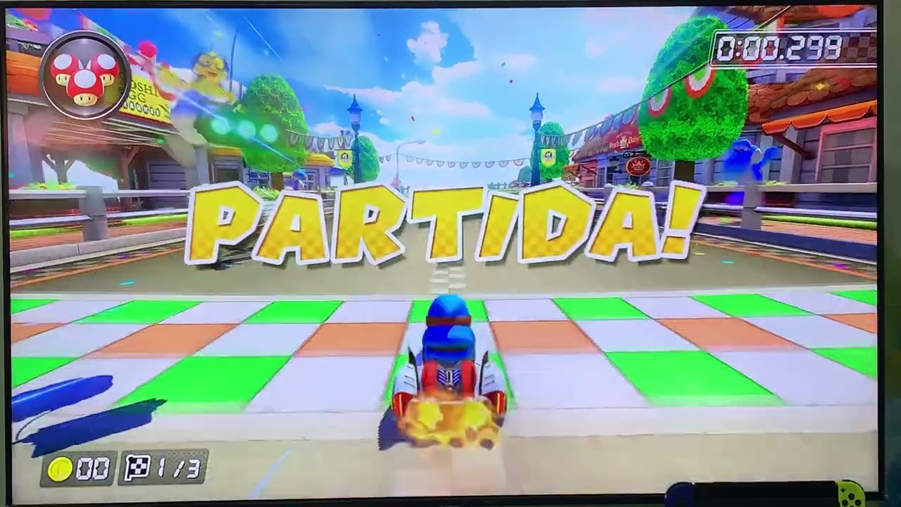 Mario kart deluxe 8, circuito do Yoshi, mosquito azul claro