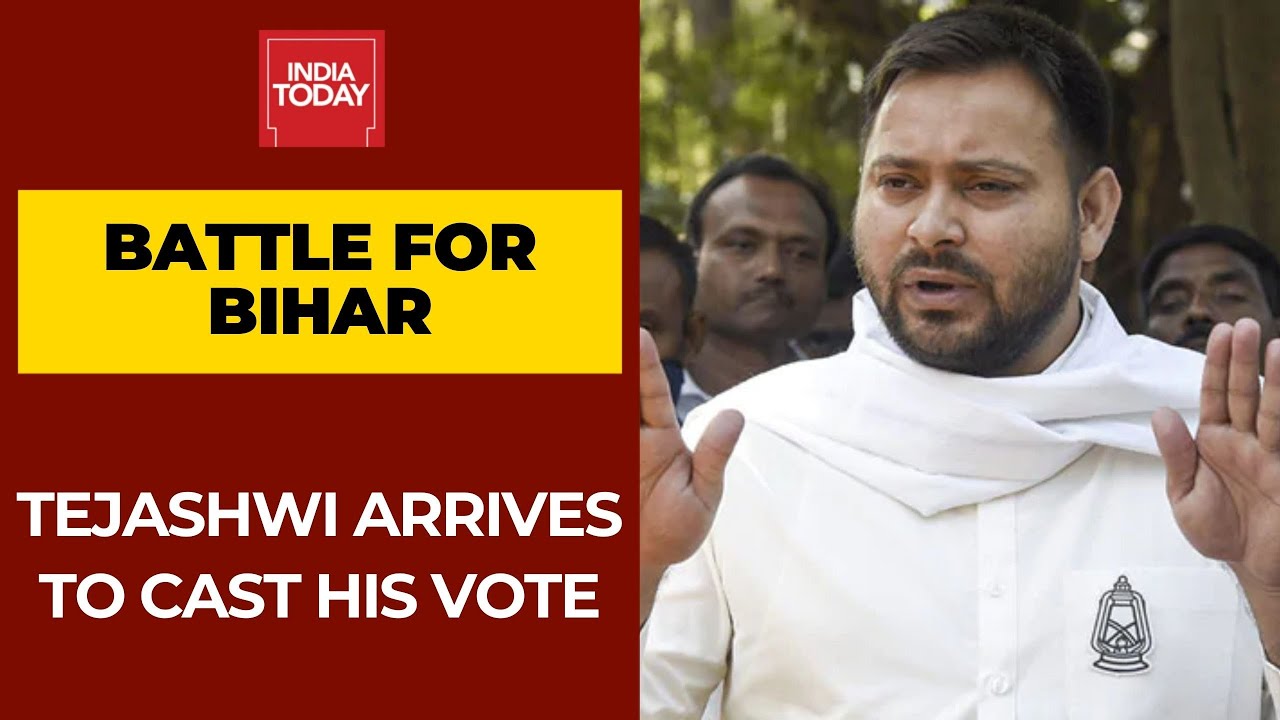 Bihar Phase 2 Polls: Tejashwi Yadav At Polling Booth In Patna To Cast His Vote