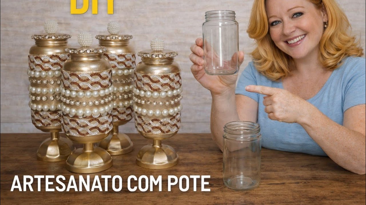 POTES DE VIDROS RECICLADOS E DECORADOS#Reciclagem