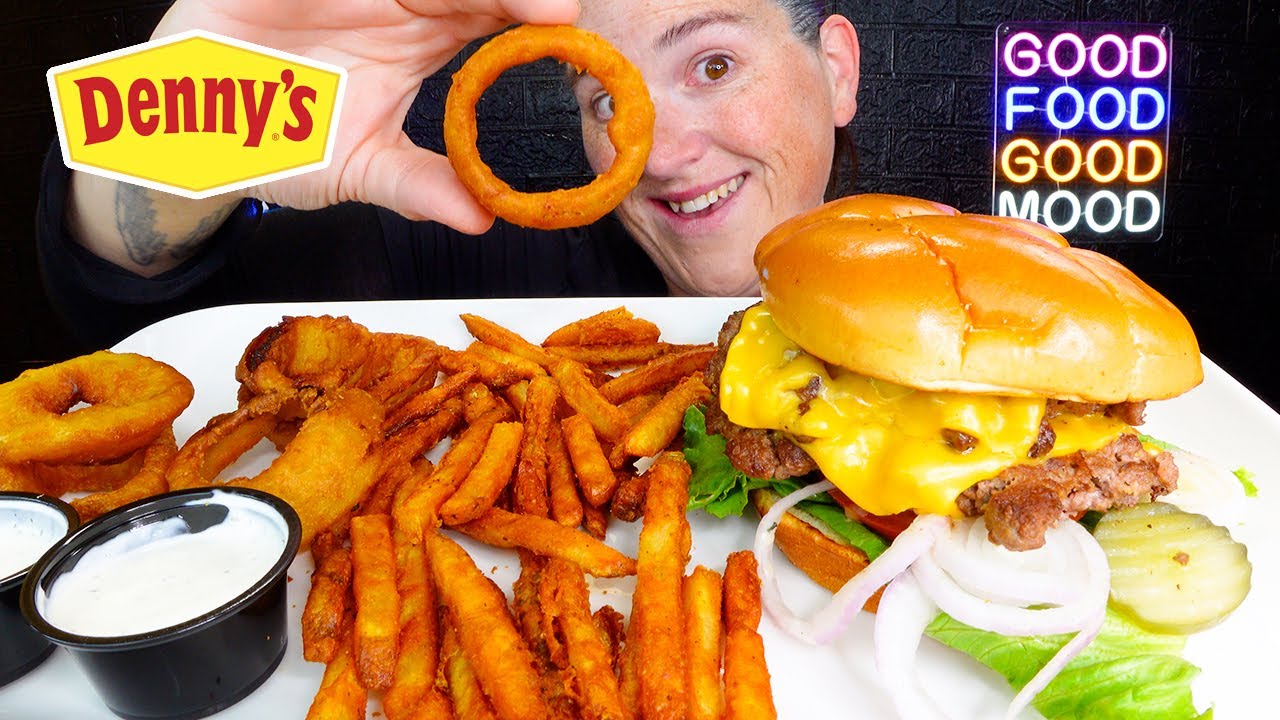 ASMR | Denny's | Burger & Fries | MUKBANG Eating Show