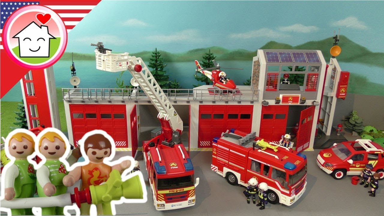Playmobil Fireman - Fire Truck - The Nursery School Visits the Fire Station - The Hauser Family