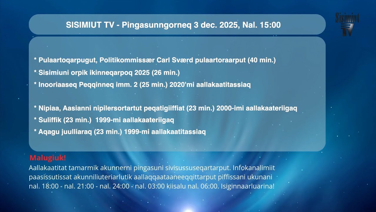 Sisimiut TV - lokal tv 03.12.2025