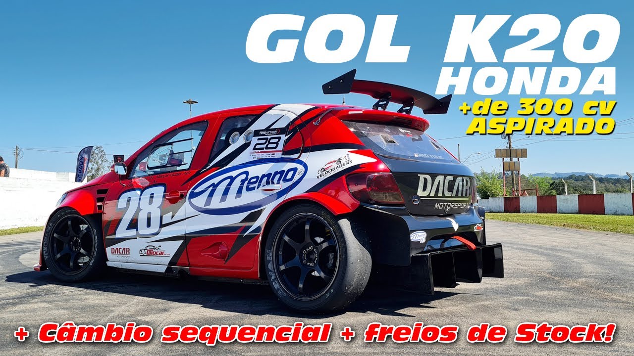 VW Gol + motor Honda K20 aspirado + câmbio sequencial e freios de stock! 🤯
