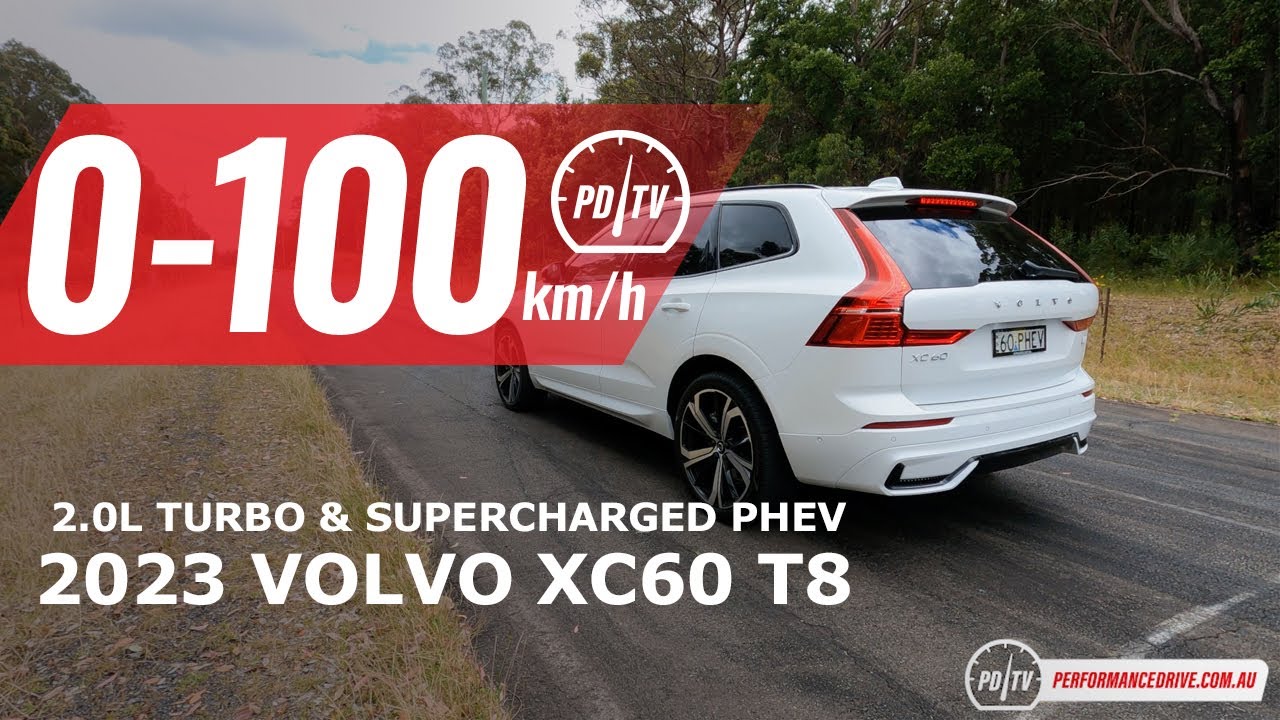 Volvo XC60 T8 2023 года, разгон от 0 до 100 км/ч и звук двигателя