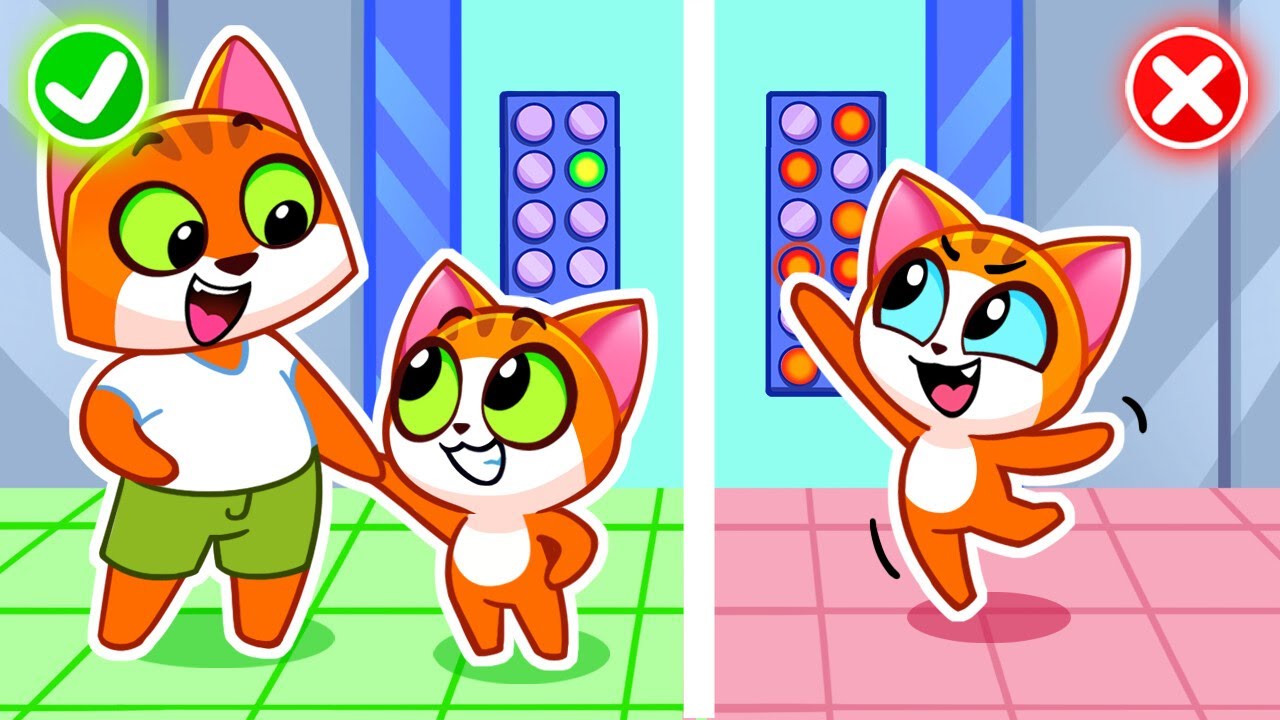 Elevator Safety Cartoon | Don't Jump in Elevators | Safety Song for Babies and Toddlers | Purr-Purr