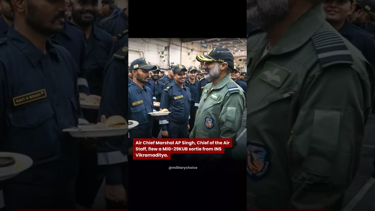 Air Chief Marshal AP Singh, Chief of the Air Staff, flew a MiG-29KUB sortie from INS Vikramaditya