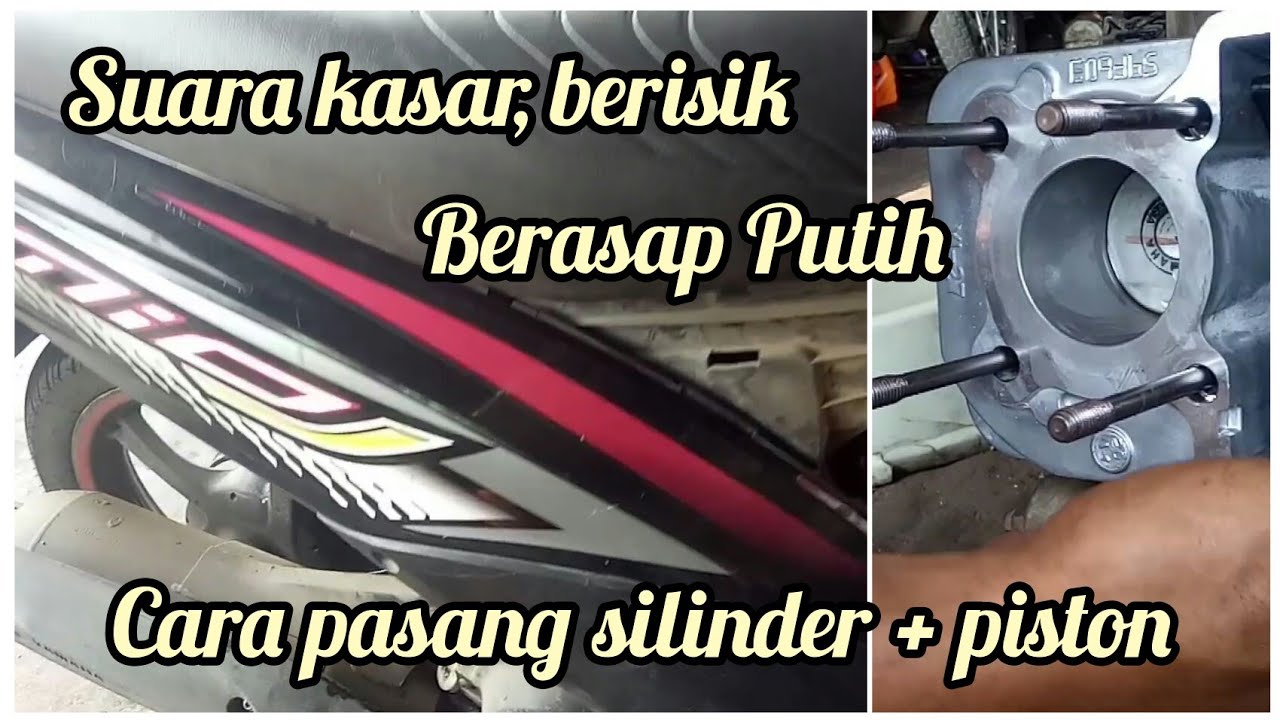mio j suara kasar dan berasap//ganti silinder dan piston mio j