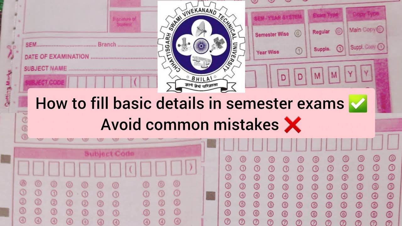 How to Fill Basic Details in Semester Exams | Exam Tips to avoid mistakes l #csvtu #semesterexams 