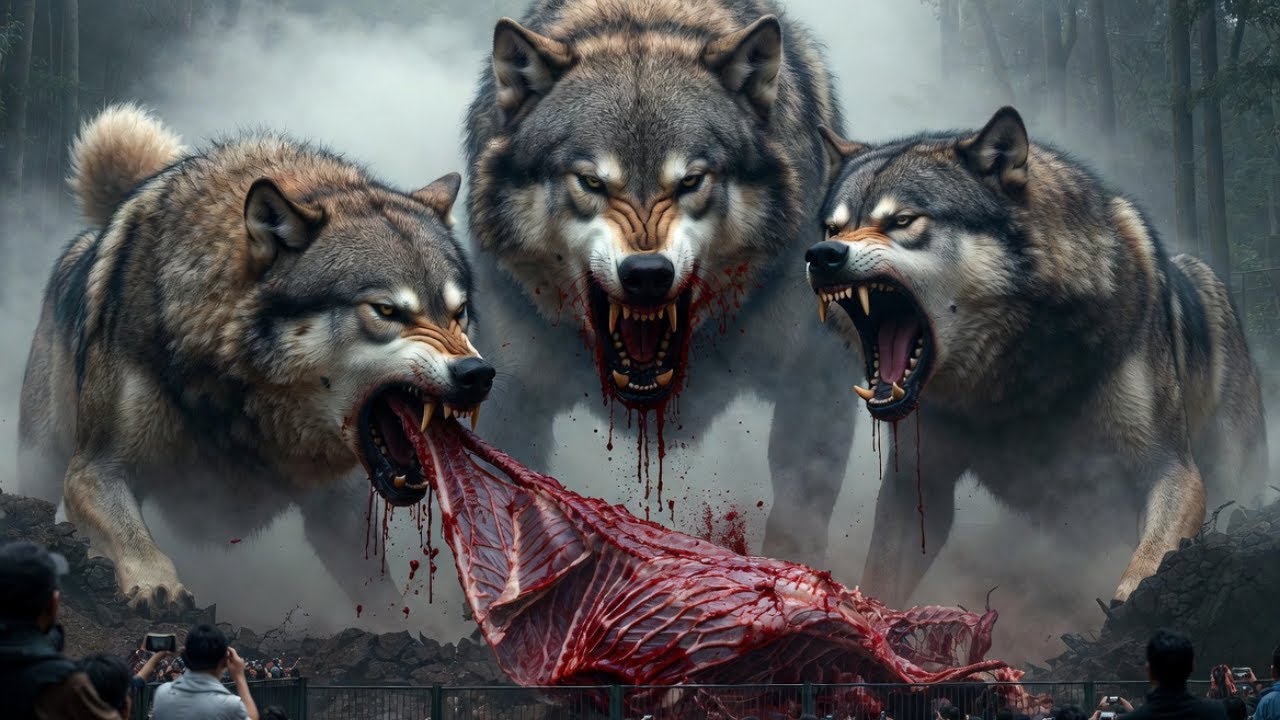 Trapped by Giant Animals in a Zoo After Dark wolf, lion, king kong