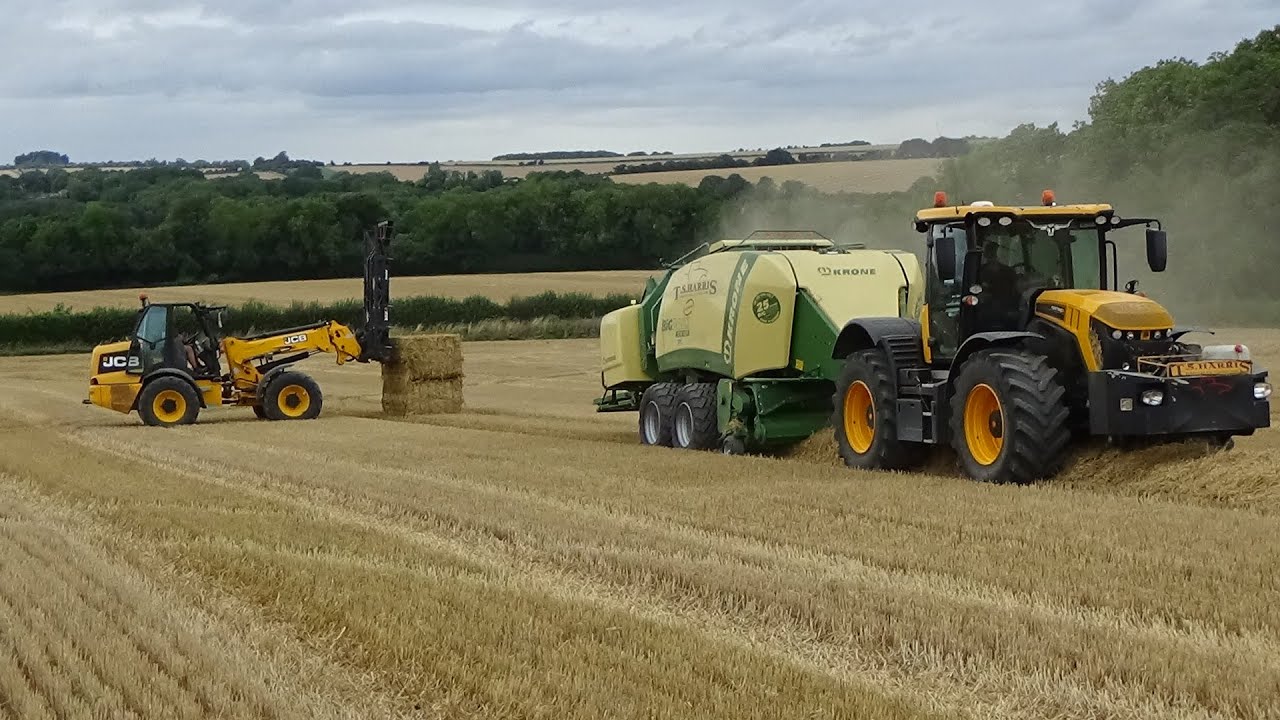 Harvest 2020 - Baling Straw with JCB Fastrac & Krone BiG Pack and TM310s stacking