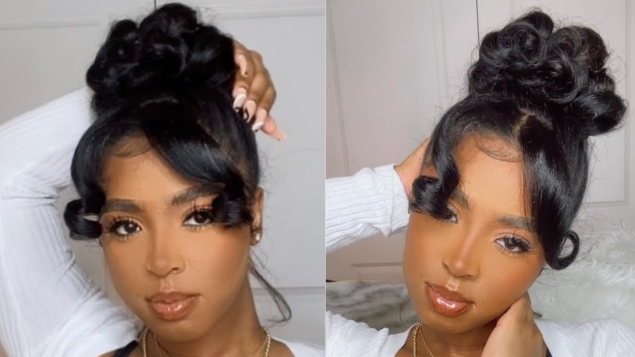 How To : Pin Curl Bun | Curly Bun | 90’s Inspired Bun/Updo | Natural Hair Hairstyle