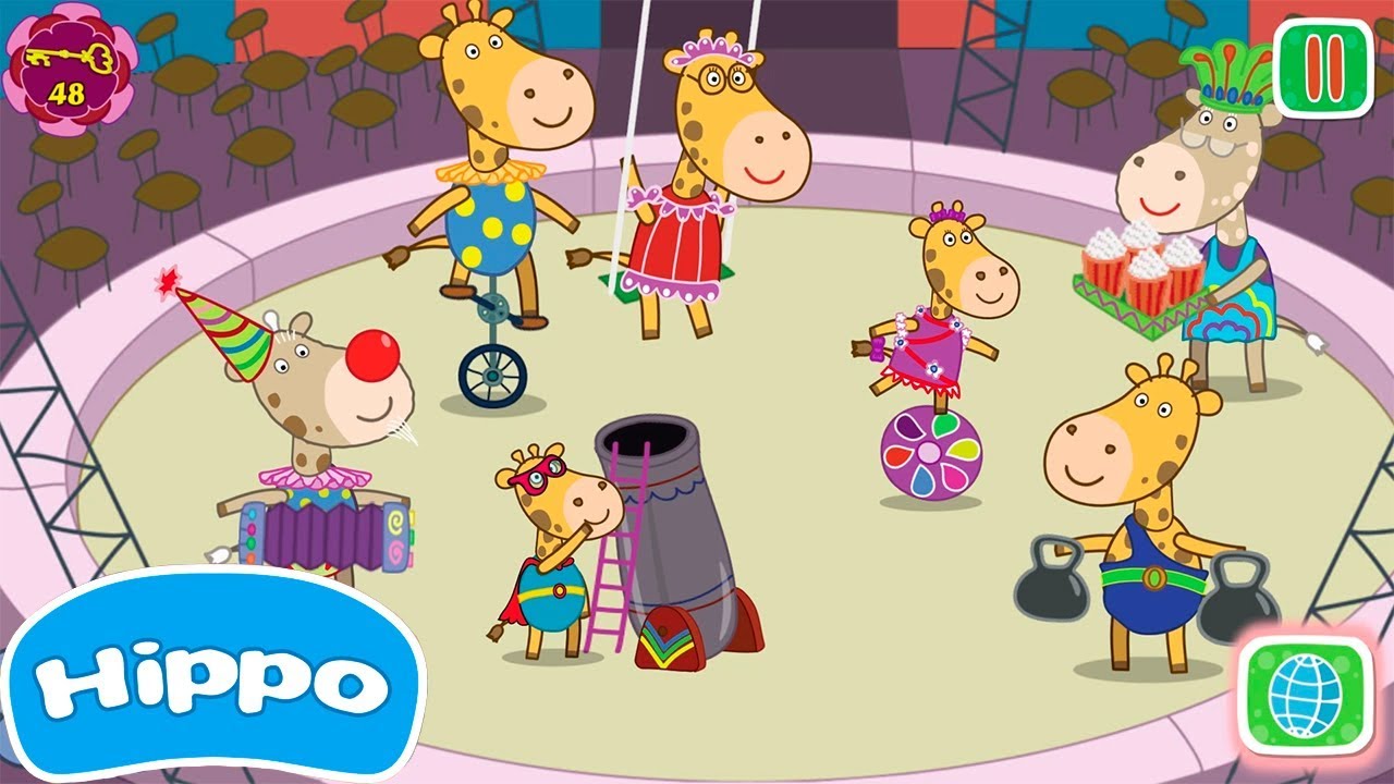 Hippo 🌼 Baby Surprise Eggs 🌼 Circus giraffe family 🌼 Cartoon game for kids