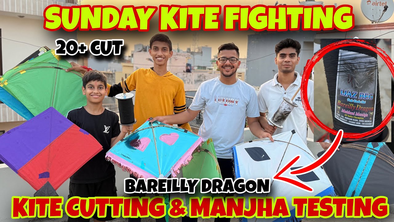 Kite Fighting On Sunday || Kite Fighting Tricks || Bareilly Dragon Manjha Testing & Maidani Kites 