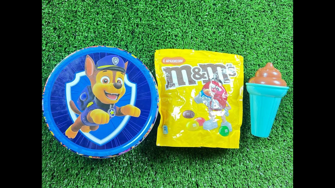 Paw Patrol Chase Surprise Box 🐾 M&M’s Candy & Ice Cream Toy Unboxing #satisfying
