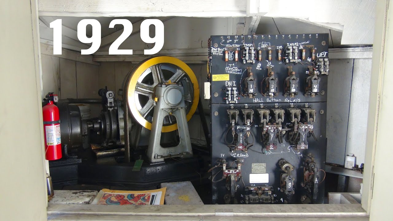 elevaTOUR of historic 1929 elevator with Machine Room tour and relay action! San Antonio TX