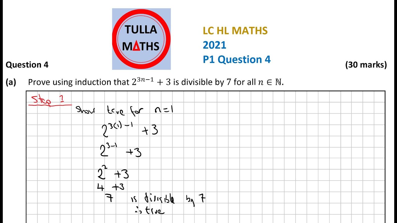 Leaving Cert Maths Higher Level 2021 Paper 1 Question 4 (Solution)