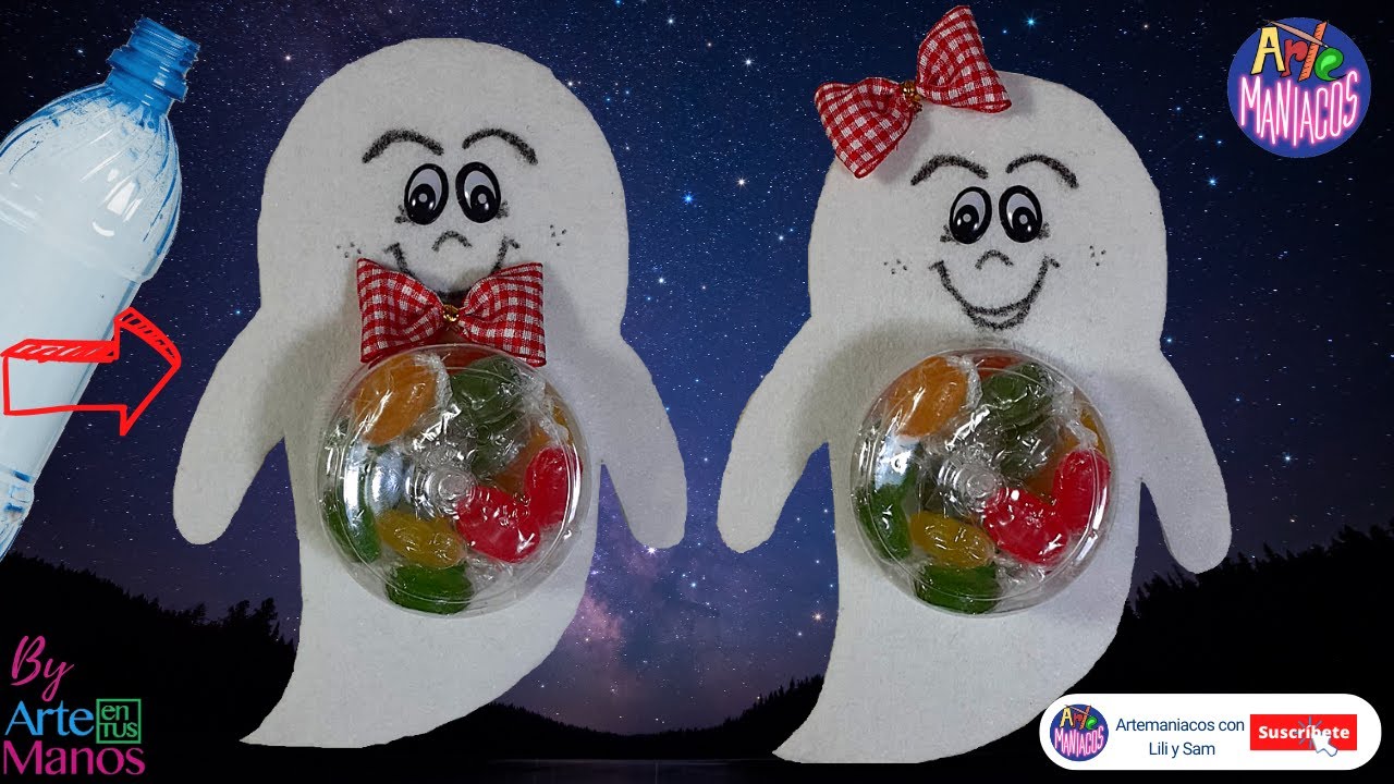 🔴Cómo Hacer DULCEROS Para HALLOWEEN FÁCILES, Fieltro o Foami y Botellas Plásticas Con Artemaníacos