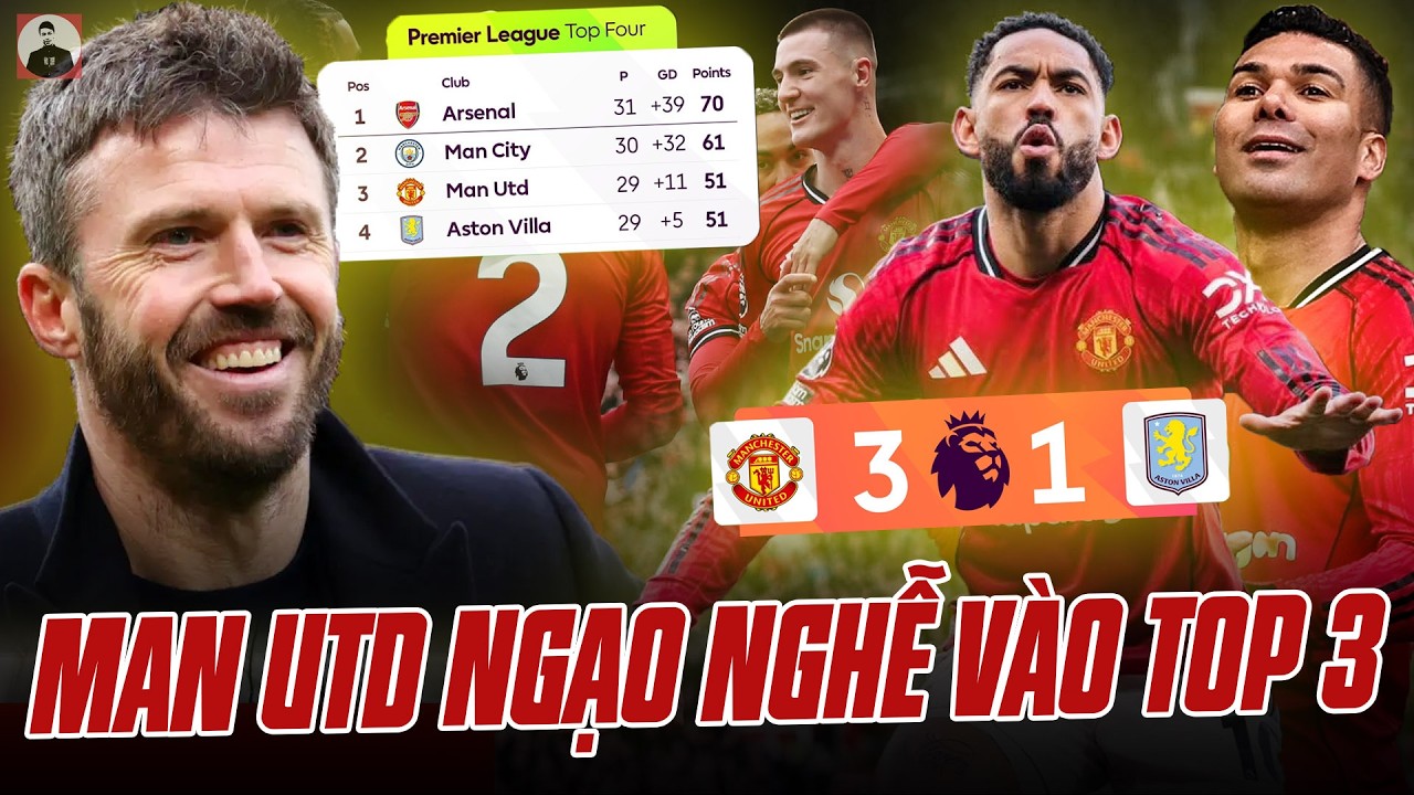MAN UTD NGẠO NGHỄ VÀO TOP 3 PREMIER LEAGUE: MAN CITY CẨN THẬN BAY LUÔN CÁI NGÔI NHÌ BẢNG ĐẤY