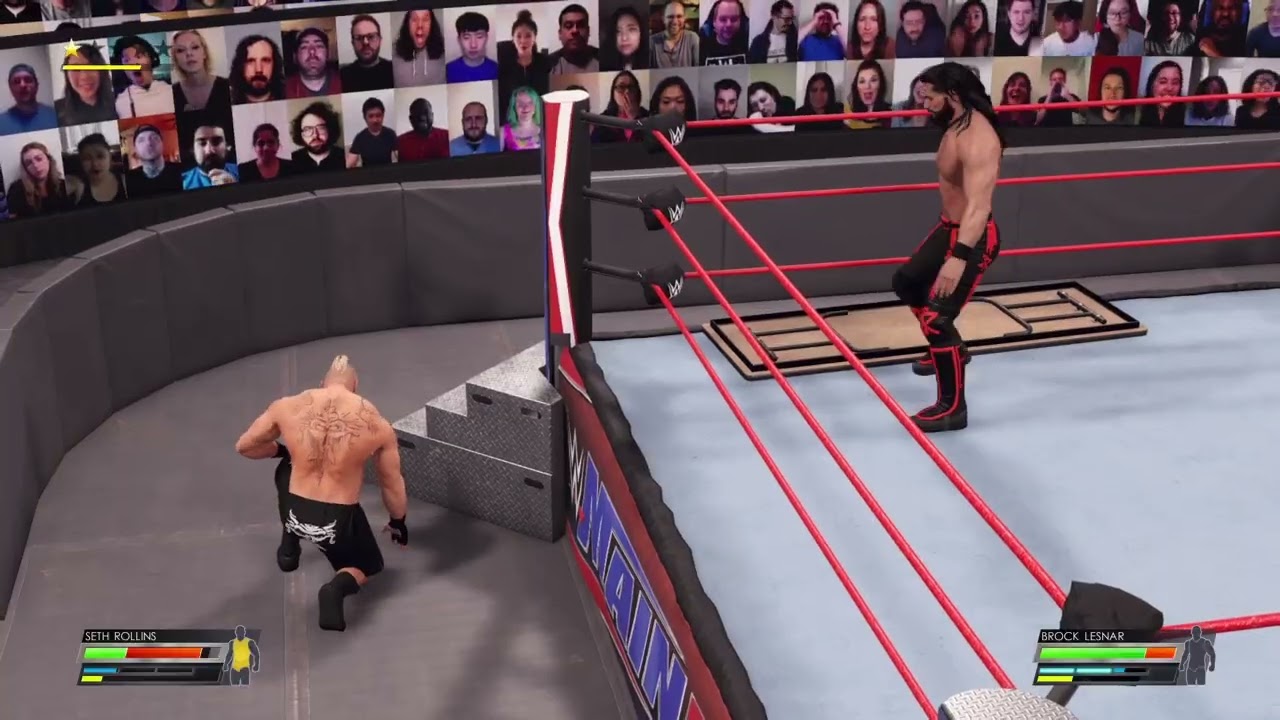 Wwe 2k22 tables match  lesnar vs rollins