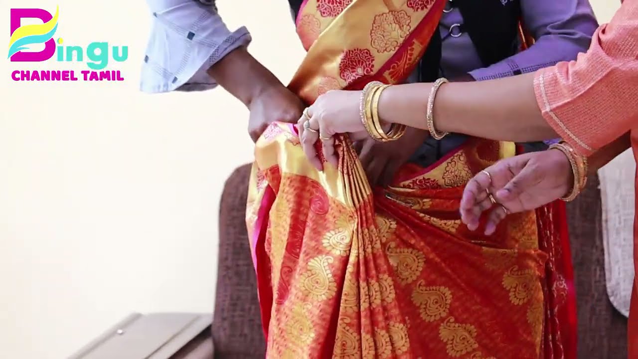 பட்டுப்புடவை சுலபமாக கட்டுவது எப்படி / Silk Saree Draping in Tamil / Bingu Channel Tamil