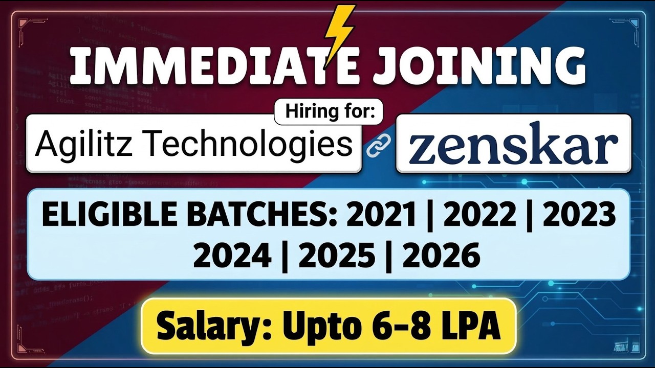 Top 5 Mass Hiring Updates | Zenskar, Aglitiz, Snabbit | Freshers & 2021-2026 Batches!