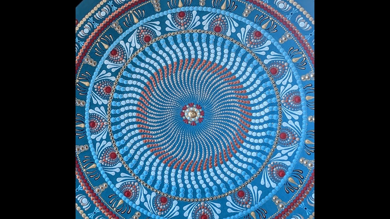 Mandala Dot Painting Tutorial | 3D Teal Serpentine Design | Stencil Design